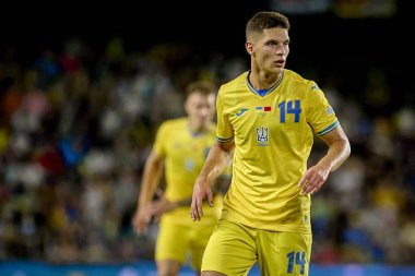 PRAG, CZECH REPUBLIC - 7 Eylül 2024: Georgiy Sudakov, UEFA Uluslar Ligi Maçı Ukrayna - Arnavutluk Epet Arena 'da