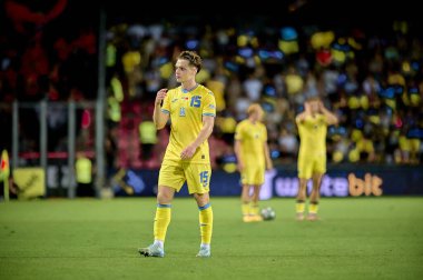 PRAG, CZECH Cumhuriyet - 7 Eylül 2024: Viktor Tsygankov, UEFA Uluslar Ligi Maçı Ukrayna - Arnavutluk Epet Arena 'da