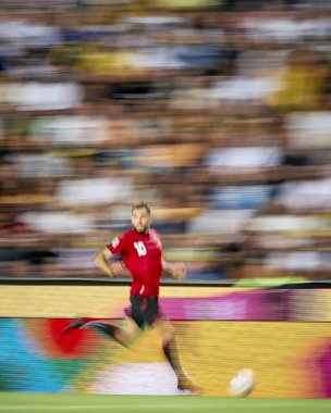 PRAG, CZECH Cumhuriyet - 7 Eylül 2024: Nedim Bayrami, UEFA Uluslar Ligi Maçı Ukrayna - Arnavutluk Epet Arena 'da