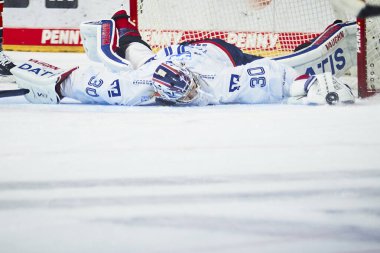 COLOGNE, GERMANY - 22 SEPTEMBER, 2024: Arno Tiefensee, The game of DEL Koelner Haie vs. Adler Mannheim at Lanxess Arena clipart