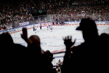 COLOGNE, ALMANY - 22 Eylül 2024: Lanxess Arena 'da DEL Koelner Haie ve Adler Mannheim maçı