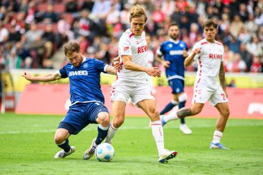 COLOGNE, GERMANY - 29 SEPTEMBER, 2024: Budu Zivzivadze, Timo Huebers, 2.Bundesliga 1.FC Koeln-Karlsruher SC maçı Rhein Energie Stadion 'da