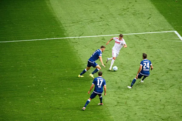 stock image COLOGNE, GERMANY - 29 SEPTEMBER, 2024: Nicolai Rapp, Fabian Schleusener, Marcel Beifus, Luca Waldschmidt, The football match of 2.Bundesliga 1.FC Koeln vs Karlsruher SC at Rhein Energie Stadion