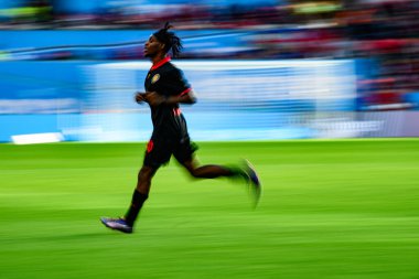 LEVERKUSEN, GERMANY - 5 OCTOBER, 2024: Jeremie Frimpong, Bundesliga, matchday 2. The match Bayer 04 Leverkusen vs Holstein Kiel at BayArena clipart