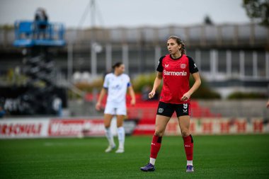 LEVERKUSEN, GERMANY - 7 OCTOBER, 2024: The match of Women Bundesliga Bayer 04 Leverkusen - FC Carl Zeiss Jena at Ulrich Haberland Stadion clipart