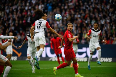FRANKFURT, GERMANY - 6 Ekim 2024: Harry Kane, Bundesliga SG Eintracht Frankfurt FC Bayern 'e karşı Deutsche Park' ta oynanan futbol maçı