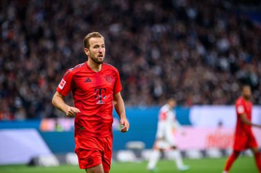 FRANKFURT, GERMANY - 6 Ekim 2024: Harry Kane, Bundesliga SG Eintracht Frankfurt FC Bayern 'e karşı Deutsche Park' ta oynanan futbol maçı