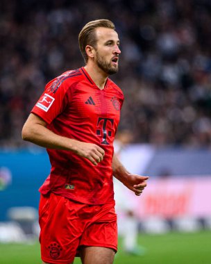 FRANKFURT, GERMANY - 6 Ekim 2024: Harry Kane, Bundesliga SG Eintracht Frankfurt FC Bayern 'e karşı Deutsche Park' ta oynanan futbol maçı