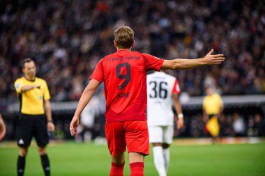 FRANKFURT, GERMANY - 6 Ekim 2024: Harry Kane, Bundesliga SG Eintracht Frankfurt FC Bayern 'e karşı Deutsche Park' ta oynanan futbol maçı