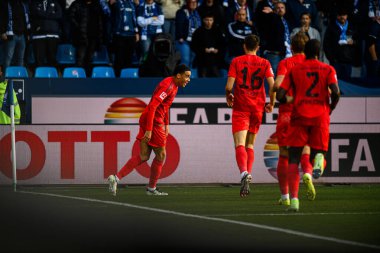 BOCHUM, GERMANY - 27 OCTOBER, 2024: Jamal Musiala, The football match of Bundesliga VfL Bochum 1848 vs FC Bayern Muenchen at Vonovia Ruhr Stadion clipart