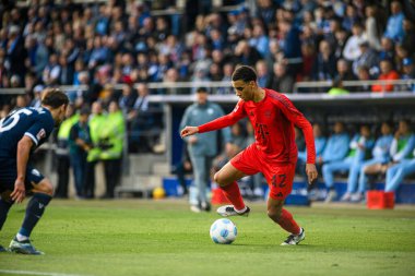 BOCHUM, GERMANY - 27 Ekim 2024: Jamal Musiala, VfL Bochum 1848 FC Bayern Muenchen 'e karşı Vonovia Ruhr Stadyumu' nda oynanan futbol maçı