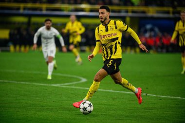DORTMUND, GERMANY - 05.11.24: Ramy Bensebaini, The match of UEFA Champion League Borussia Dortmund vs Sturm Graz at SIGNAL IDUNA PARK