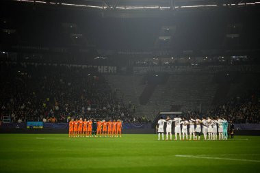 GELSENKIRCHEN, GERMANY - 6 Kasım 2024: Veltins Arena 'da FC Shakhtar Donetsk ve BSC Young Boys arasında oynanan UEFA Şampiyonlar Ligi futbol maçı