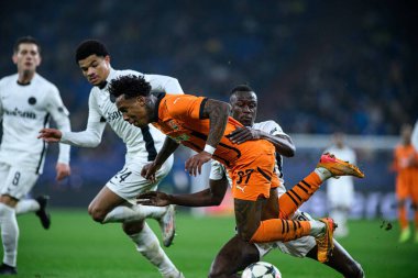 GELSENKIRCHEN, GERMANY - 6 Kasım 2024: Kevin, FC Shakhtar Donetsk ve BSC Young Boys arasında Veltins Arena 'da oynanan UEFA Şampiyonlar Ligi maçı