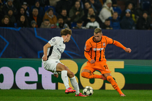 GELSENKIRCHEN, GERMANY - 6 NOVEMBER, 2024: Oleksandr Zubkov, The UEFA Champions League football match between FC Shakhtar Donetsk and BSC Young Boys at Veltins Arena