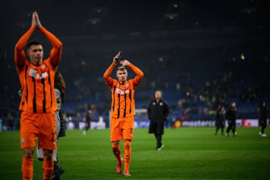 GELSENKIRCHEN, GERMANY - 6 Kasım 2024: Oleksandr Zubkov, FC Shakhtar Donetsk ve BSC Young Boys arasında Veltins Arena 'da oynanan UEFA Şampiyonlar Ligi maçı