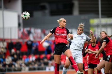 LEVERKUSEN, GERMANY - 10 NOVEMBER, 2024: The football match of Bundesliga Bayer 04 Leverkusen vs 1. FFC Turbine Potsdam at Ulrich Haberland Stadion clipart