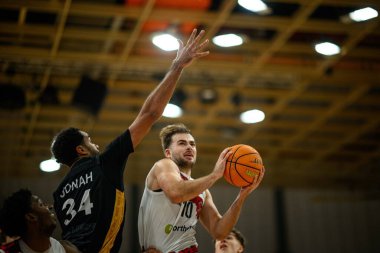 LEVERKUSEN, GERMANY - 10 NOVEMBER, 2024: BARMER 2. Basketball Bundesliga. Basketball game Bayer Giants Leverkusen vs LOK Bernau at Ostermann Arena