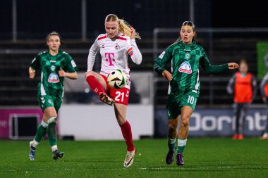 COLOGNE, GERMANY - 18 Kasım 2024: Anna Gerhardt, 1.FC Kadınlar Bundesliga 1.FC Koeln 'e karşı Franz Kremer Stadyumu' nda Werder Bremen