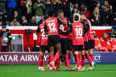 LEVERKUSEN, GERMANY - 26 Kasım 2024: Bayarena 'da UEFA Şampiyonlar Ligi FC Bayer 04 Leverkusen-Red Bull Salzburg maçı