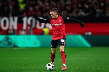 LEVERKUSEN, GERMANY - 26 Kasım 2024: Bayarena 'da UEFA Şampiyonlar Ligi FC Bayer 04 Leverkusen-Red Bull Salzburg maçı