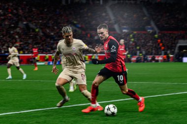LEVERKUSEN, GERMANY - 26 Kasım 2024: Florian Wirtz, UEFA Şampiyonlar Ligi FC Bayer 04 Leverkusen-Red Bull Salzburg maçı Bayena 'da