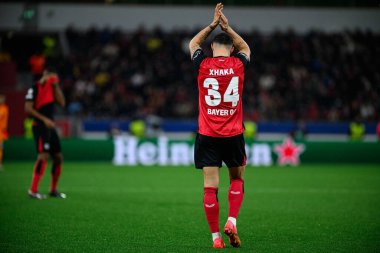 LEVERKUSEN, GERMANY - 26 Kasım 2024: Bayarena 'da UEFA Şampiyonlar Ligi FC Bayer 04 Leverkusen-Red Bull Salzburg maçı