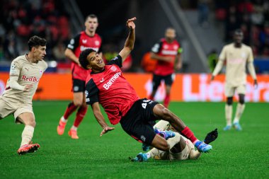 LEVERKUSEN, GERMANY - 26 Kasım 2024: Bayarena 'da UEFA Şampiyonlar Ligi FC Bayer 04 Leverkusen-Red Bull Salzburg maçı