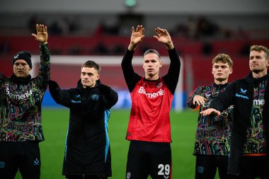 LEVERKUSEN, GERMANY - 26 Kasım 2024: Artem Stepanov, UEFA Şampiyonlar Ligi FC Bayer 04 Leverkusen-Red Bull Salzburg maçı Bayena 'da