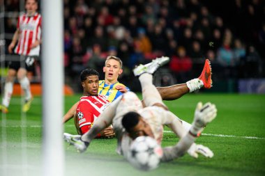 EINDHOVEN, NETHERLANDS - 27 Kasım 2024: Danylo Sikan, PSV - FC Shakhtar Donetsk arasındaki UEFA Şampiyonlar Ligi maçı Philips Arena