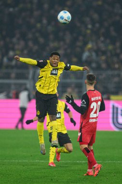 DORTMUND, GERMANY - 10 HAZİRAN 2025: + - Borussia Dortmund, Bayer 04 Leverkusen 'e karşı Signal Iduna Park' ta oynanan futbol maçı