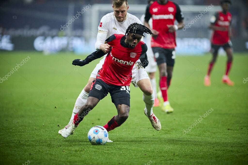 The Bundesliga match FC Bayer 04 Leverkusen vs 1. FSV Mainz 05 at BayArena. For editorial use only. Resale or distribution is prohibited.