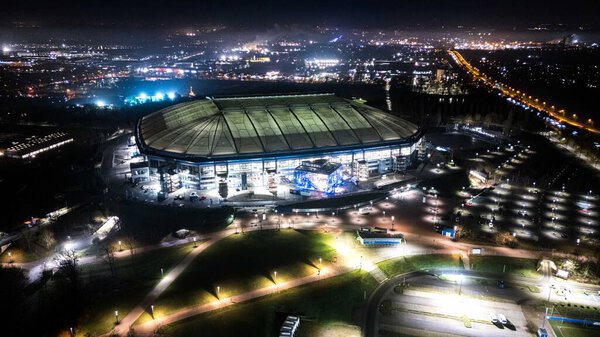 ГЕЛЬСЕНКИРЧЕН, ГЕРМАНИЯ - 21 ЯНВАРЯ, 2025 год. - Футбольный матч Лиги чемпионов УЕФА между донецким "Шахтером" и 29-м стадионом "Брестуа" на стадионе "Велтинс".