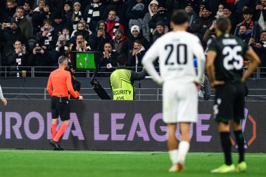 FRANKFURT, GERMANY - 23 JANUARY, 2025: VAR - The UEFA Europa League football match between SG Eintracht Frankfurt and Ferencvarosi TC at Frankfurt Stadion. clipart