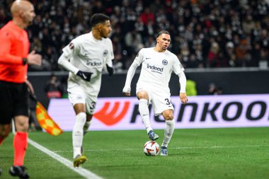 FRANKFURT, GERMANY - 23 JANUARY, 2025: Nnamdi Collins - Frankfurt 'taki SG Eintracht Frankfurt ve Ferencvarosi TC arasındaki UEFA Avrupa Ligi maçı.