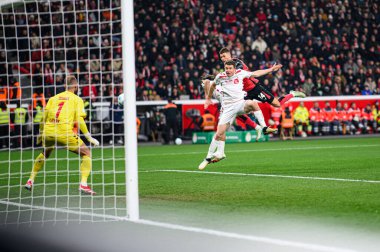 LEVERKUSEN, GERMANY - 5 Şubat 2025: - Bayena 'da Almanya Kupası (DFB Pokal) Bayer 04 Leverkusen 1. FC Koeln' e karşı.