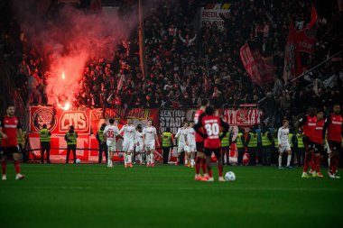 LEVERKUSEN, GERMANY - 5 Şubat 2025: - Bayena 'da Almanya Kupası (DFB Pokal) Bayer 04 Leverkusen 1. FC Koeln' e karşı.