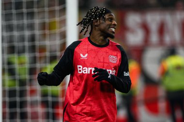 LEVERKUSEN, GERMANY - 5 Şubat 2025: Jeremie Frimpong - Almanya Kupası (DFB Pokal) Bayer 04 Leverkusen, Bayarena 'da 1.FC Koeln' e karşı.
