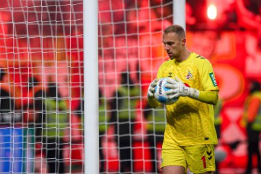 LEVERKUSEN, GERMANY - 6 Şubat 2025: Marvin Schwaebe - Almanya Kupası (DFB Pokal) Bayer 04 Leverkusen, Bayena 'da 1.FC Koeln' e karşı.