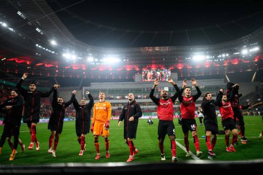 LEVERKUSEN, GERMANY - 6 Şubat 2025: - Bayena 'da Almanya Kupası (DFB Pokal) Bayer 04 Leverkusen 1. FC Koeln' e karşı.
