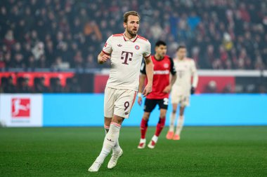 LEVERKUSEN, GERMANY - 15 Şubat 2025: Harry Kane, FC Bayer 04 Leverkusen-FC Bayern Muenchen maçı Bayena 'da