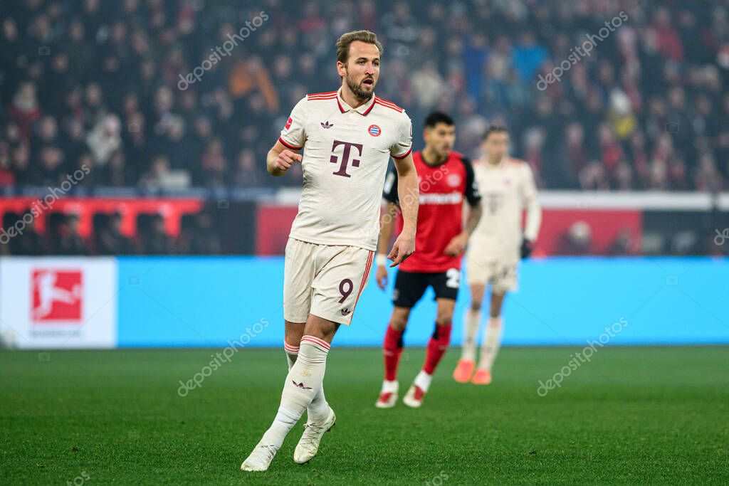 LEVERKUSEN, GERMANY - 15 FEBRUARY, 2025: Harry Kane, The Bundesliga match FC Bayer 04 Leverkusen vs FC Bayern Muenchen at BayArena