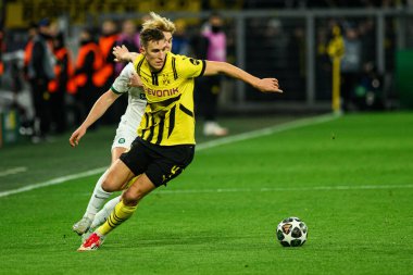 DORTMUND, ALMANY - 19 Şubat 2025: Nico Schlotterbeck - UEFA Şampiyonlar Ligi Borussia Dortmund maçı Iduna Parkı 'nda Lisboa Sinyali. 