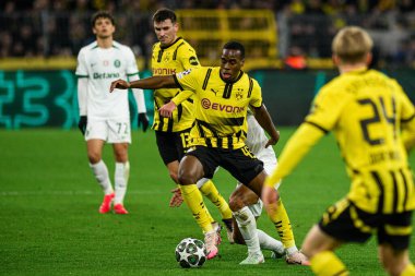 DORTMUND, GERMANY - 19 Şubat 2025: Jamie Gittens - UEFA Şampiyonlar Ligi Borussia Dortmund - Iduna Parkı 'nda Lisboa Sinyali. 