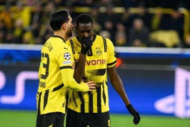 DORTMUND, GERMANY - 19 Şubat 2025: Serhou Guirassy - UEFA Şampiyonlar Ligi Borussia Dortmund - Iduna Parkı 'nda Lisboa Sinyali. 
