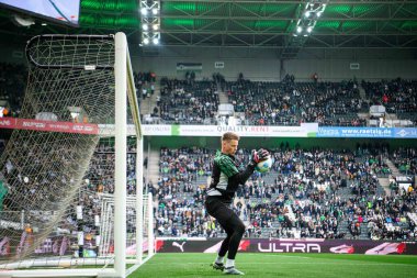 MOENCHENGLADBACH, GERMANY - 22 Şubat 2025: Jonas Omlin - Bundesliga Borussia Moenchengladbach FC Augsburg 'a karşı Borussia Park' ta oynanan futbol maçı.