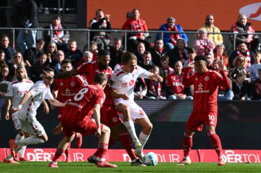 COLOGNE, GERMANY - 23 Şubat 2025: + - Rhein Enerji Stadyumu 'nda 2.Bundesliga 1.FC Koeln-Fortuna Duesseldorf 1895 futbol karşılaşması.