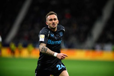 FRANKFRT, GERMANY - 1 Mart 2025: Aleix Garcia - Bundesliga maçı Eintracht Frankfurt FC Bayer 04 Leverkusen 'e karşı Deutsche Bank Park' ta. 