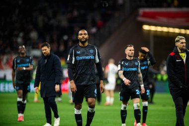 FRANKFURT, GERMANY - 1 Mart 2025: Jonathan Tah - Bundesliga maçı Eintracht Frankfurt FC Bayer 04 Leverkusen 'e karşı Deutsche Bank Park' ta. 