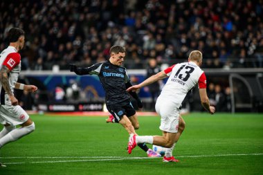 FRANKFRT, GERMANY - 1 Mart 2025: Florian Wirtz - Bundesliga maçı Eintracht Frankfurt FC Bayer 04 Leverkusen 'e karşı Deutsche Park' ta. 